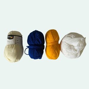 Yarn Bundle (4) of Schachenmayr in Cream, Blue, Orange Yellow, White Acrylic